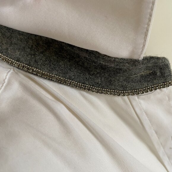 Lafayette 148 New York women's size P cream button down collared blouse sequin - Picture 6 of 9